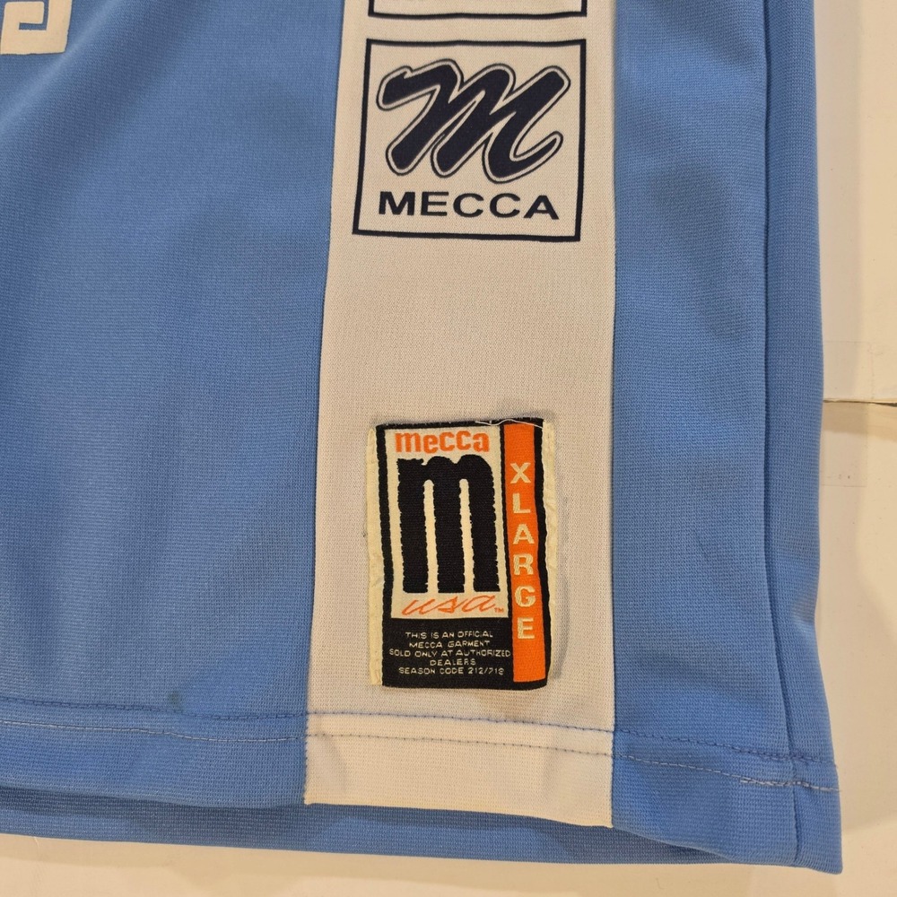 Vintage Mecca USA Jersey Light Blue White Graphic Hip Hop Streetwear Mens XL - Picture 2 of 8